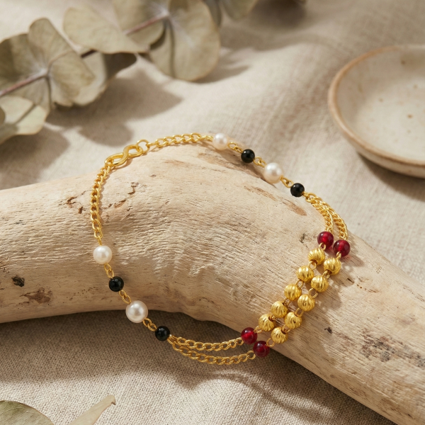 Elegant Pearl & Gold Bead Bracelet