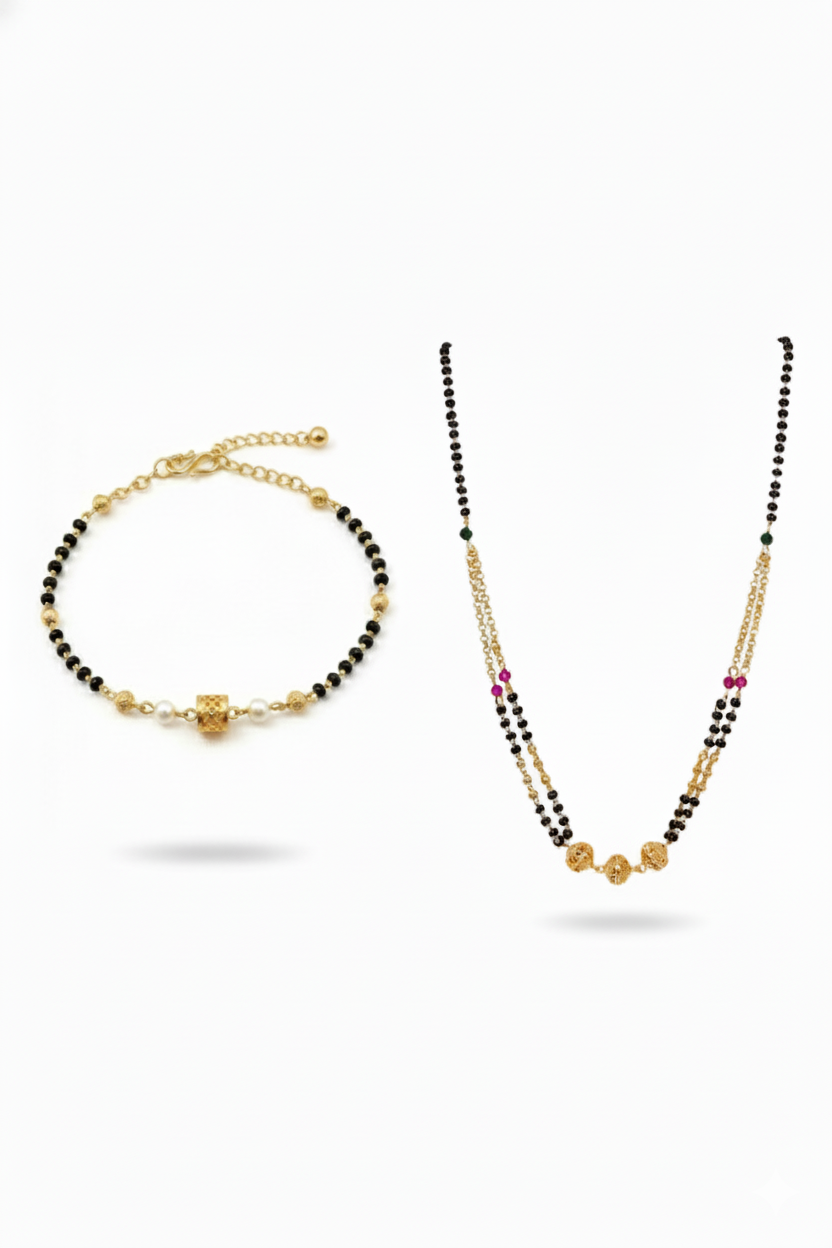 Elegant Heart Pendant Mangalsutra combp