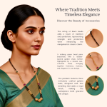 Traditional Mangalsutra Necklace, Black Beads with Gold-Plated Chain, 18 inch, Glass Beads and Decorative Pendant