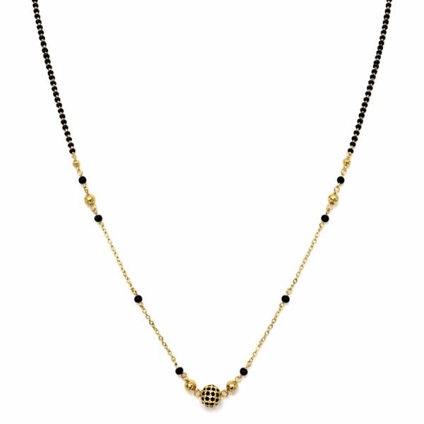 Elegant Black Bead Mangalsutra with Designer Gold Pendant