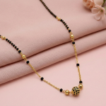 Elegant Black Bead Mangalsutra with Designer Gold Pendant