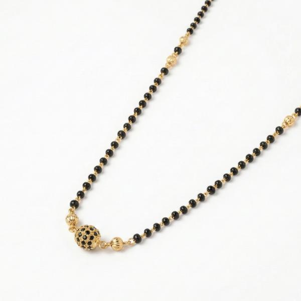 Elegant Black Bead Mangalsutra with Designer Gold Pendant